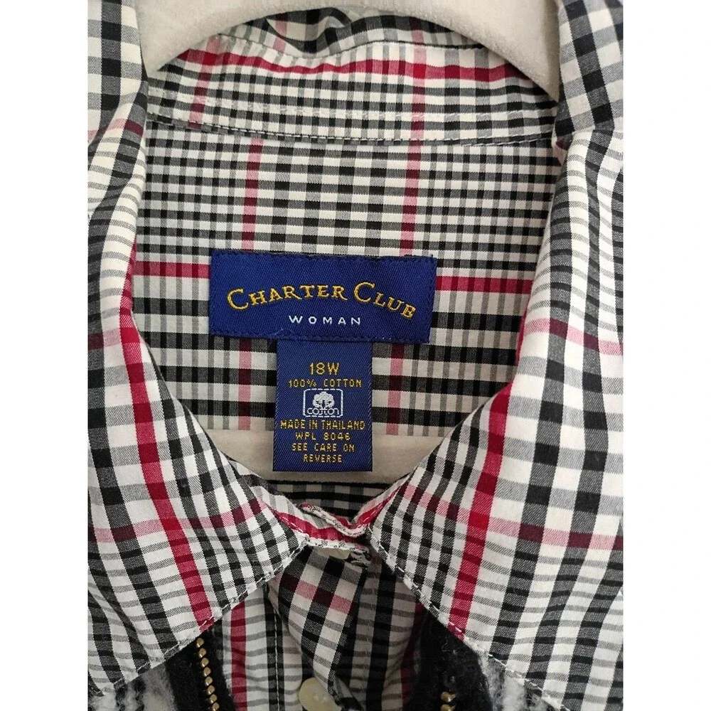 Vtg. Charter Club Wool Blend Vest & Matching Shirt Women Sz XL Plaid